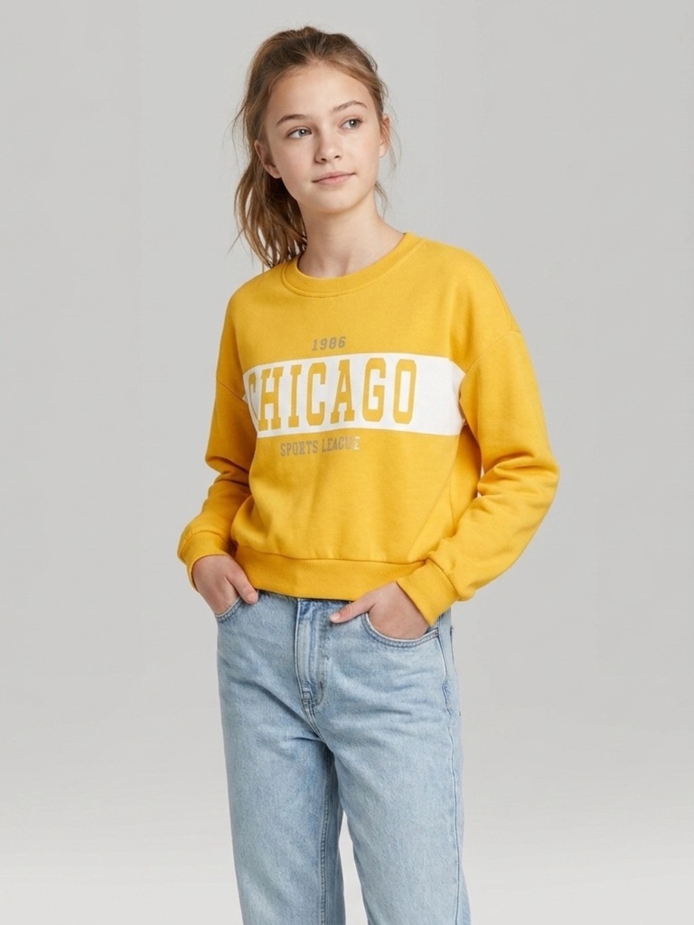 H&M Chicago 1986 Sports League Yellow Sweatshirt - Kids Size 12/14